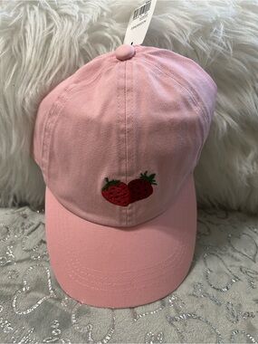 NWT Cato Pink Strawberries Embroidered Baseball Cap